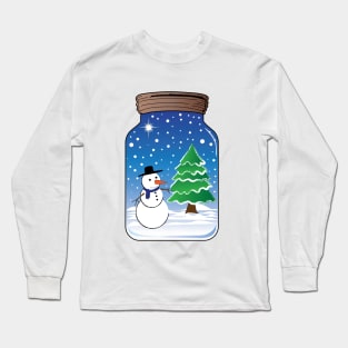 Snowman in a glass jar Long Sleeve T-Shirt